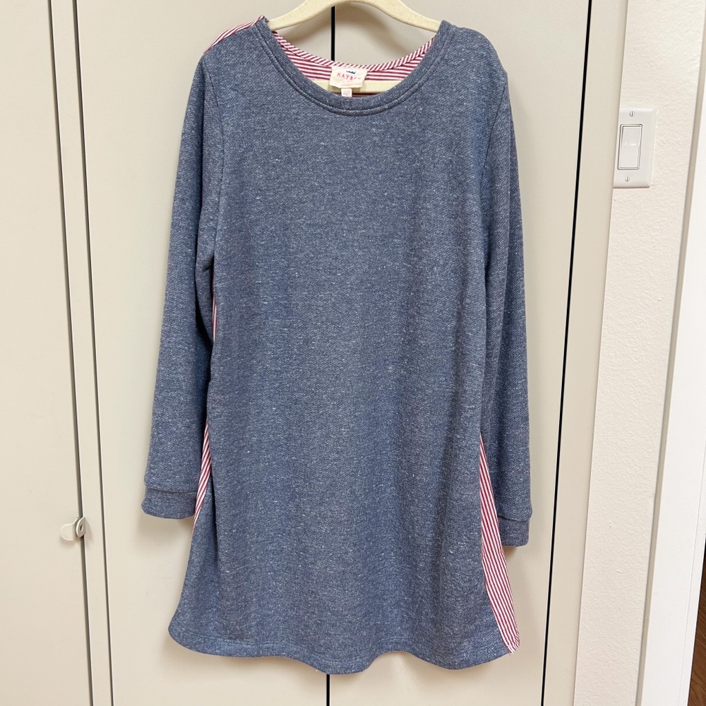 HAYDEN GIRLS long sleeve French terry sweater stripe dress red blue - sz 11/12